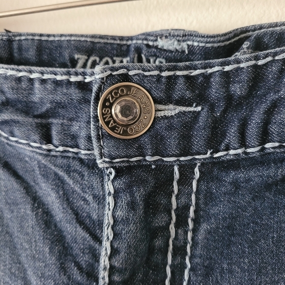 ZCO Y2K Low‎ Rise Bootcut Rinestone Blue Jeans Juniors Size 7/8 - Picture 3 of 14